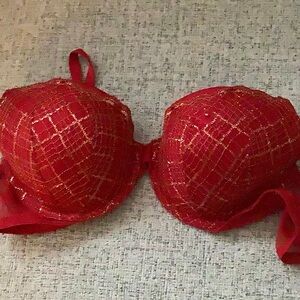 Victoria’s Secret Red and Gold Metallic Bra